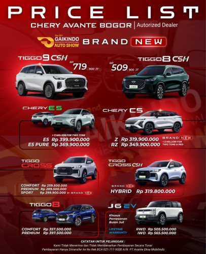 Pricelist Harga Chery jurangmangu 2025
